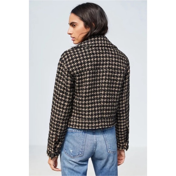 Anthropologie Avec Les Filles Houndstooth Shimmer Cropped Coat Size M - Picture 4 of 10